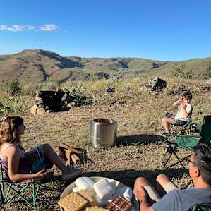 S’mores and chats with our Solo Stove (always check the current fire rules before arriving)