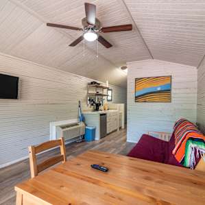 Cabin living and dining area