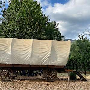 Wild West Covered Wagon by River