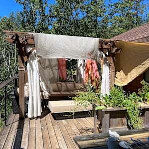 Gorgeous deck where we ate and relaxes with stunning views of the property.