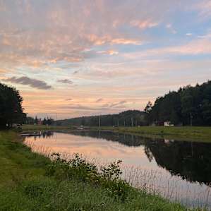 The lake at sunset in July.
