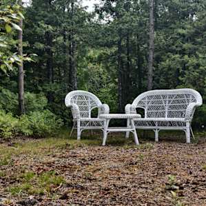 Seating area away from site, still on island