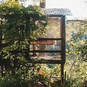 A back view of the treehouse