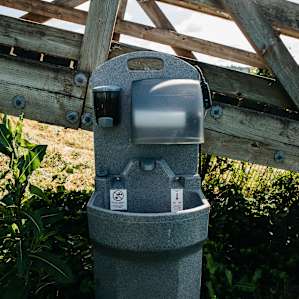 There is a hand washing station on-site - so nice!
