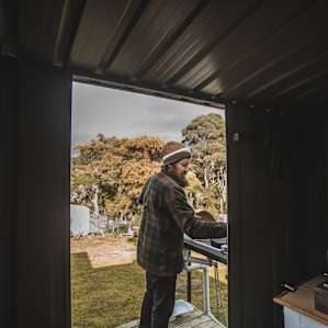 Washing the dishes with a view