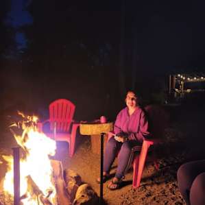 Fire pit with chairs provided