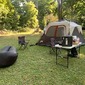 Our set for the weekend! Beautifully shaded area for a nice, relaxing getaway.
