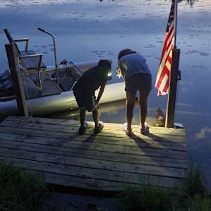 The kiddos loved checking the lake out at night