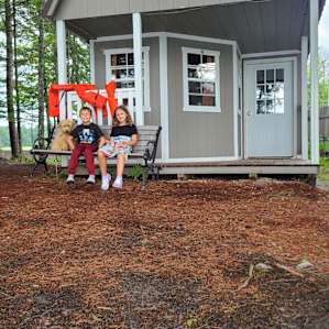 The kiddos loved hanging out the bench looking for loons.