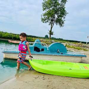 My 3 year old pulling one of the kayaks