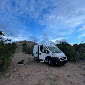 Van parked at our spot