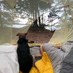 Waking up to this view was priceless! At least 3 nice flat options for tents, including a wood platform.