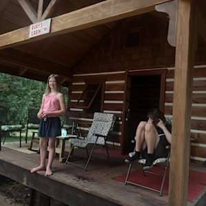 Kids chilling on the cozy porch