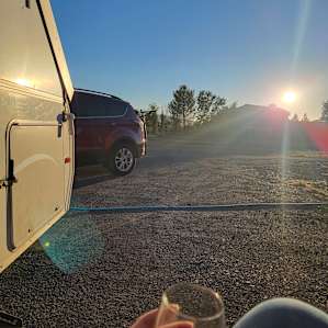 Sitting in the campsite patio enjoying the sunset