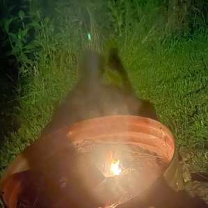 Relaxing by the fire pit.