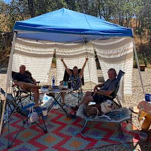 Bring shade…it gets full sun from 9am to 4pm in the summer