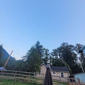 Destinie's house, view to the right, from the seating area outside the camper