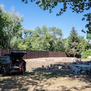 The new concrete fence gives a private feel.