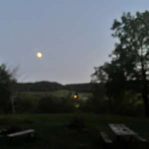 Night falling. Beautiful view of the moon