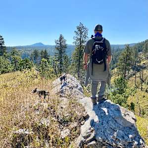 Hiking “out back” of the property