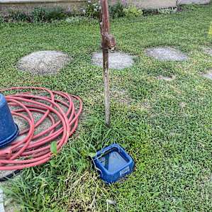 One of two potable water sources, located in front of the barn, near the entrance of the property.
