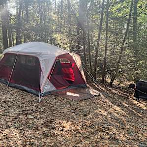 The camp site is large enough for our 12-man tent