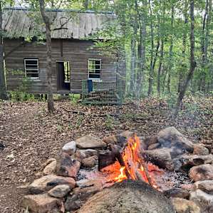 Here's the view of the cabin from the fire pit. We spent a good amount of our trip just relaxing by the fire.