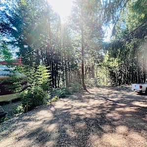 Behind Yurt and where you park