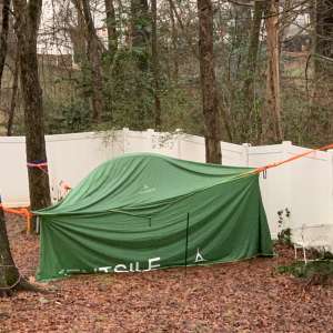 Suburban Tree Tent and campsite