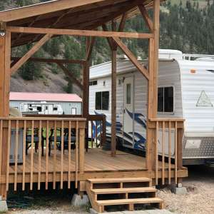 Remodeled camper, with large deck