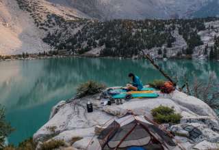 Starting from Big Pine Campground, we hiked into the mountains to finish here at 2nd lake below Temple Crag. Remains one of the coolest spots I've been lucky enough to set-up camp at. The views were so great, that we just had to soak it up outside the tent!