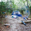 Campsite at modern campground