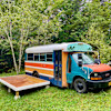 Bus and A-frame Glamping