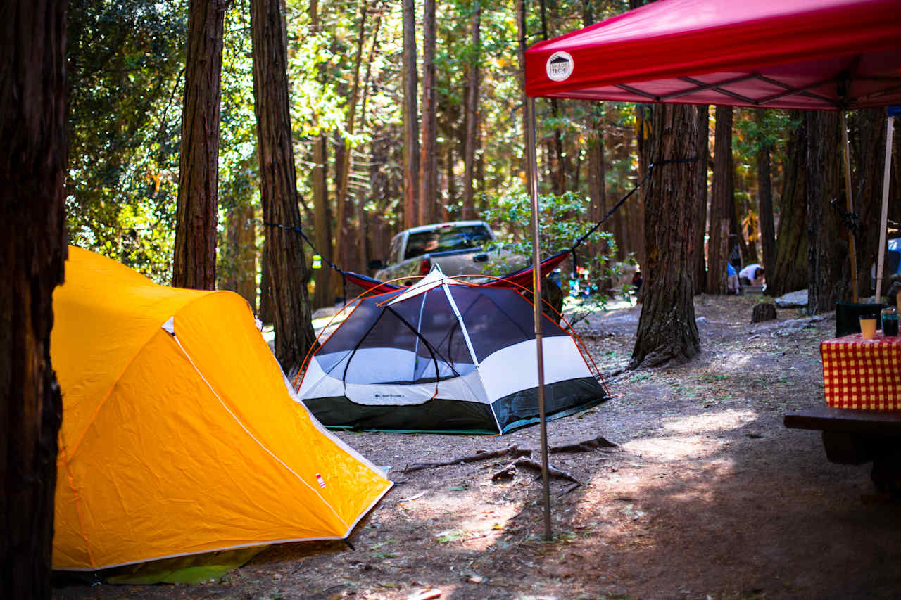 We fit 4 tents and 2 easy ups and a large 3 burner camp stove