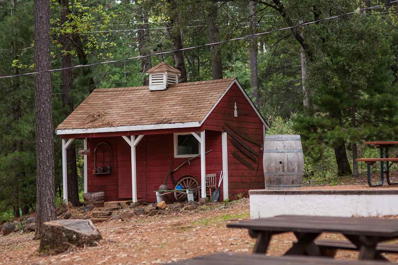 The pasture has full RV hookups, but there is also a flush toilet and running water at the pond