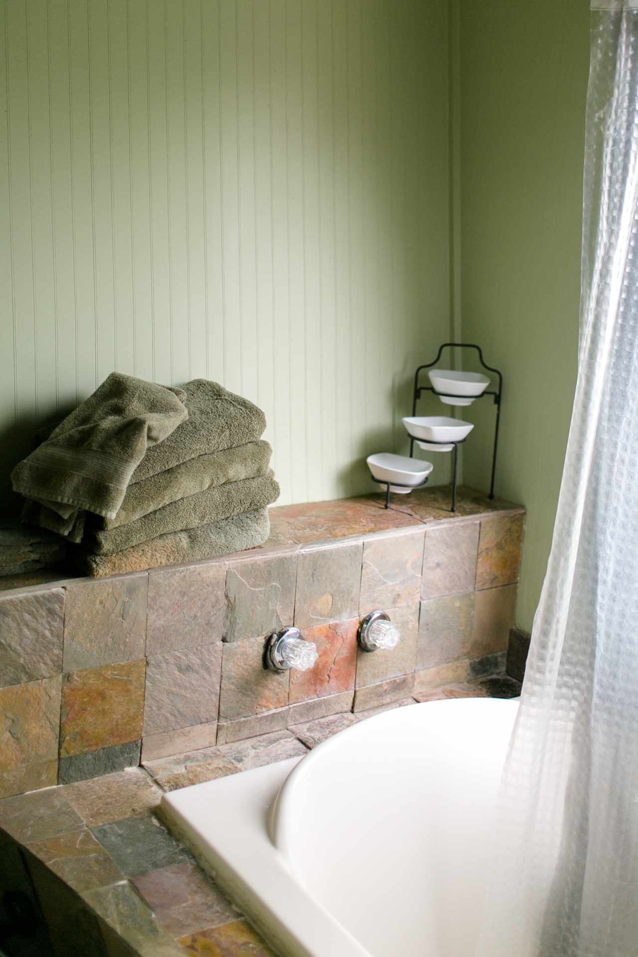 The bathroom area below the wine deck