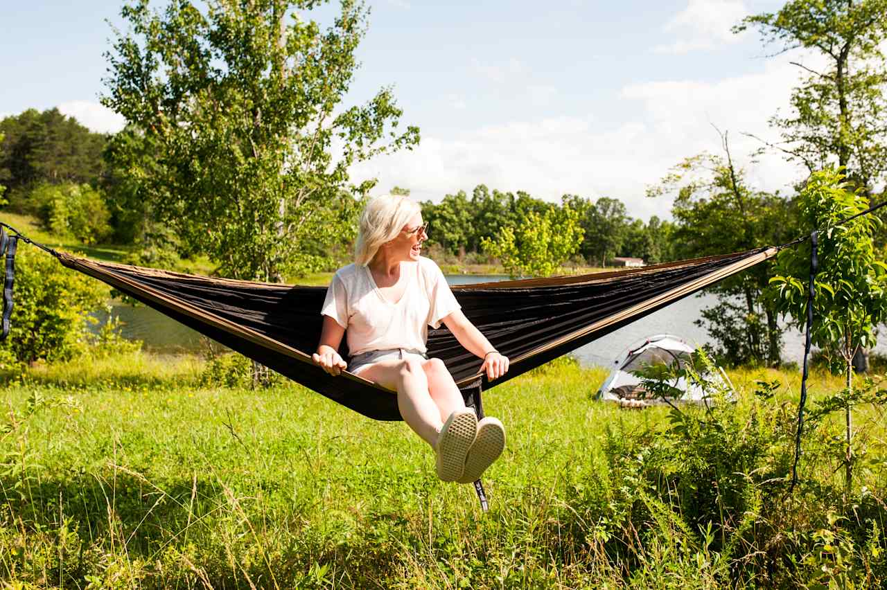 Your campsite is perfect for tree hammocks! 