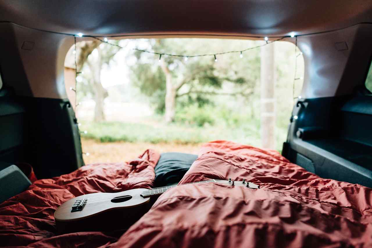 we opt to camp in the car, but there's plenty of space for up to three tents