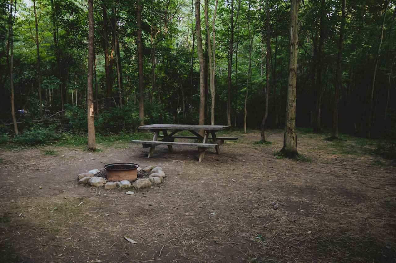 A look at the typical tent site at Cherry Hill when you first arrive!