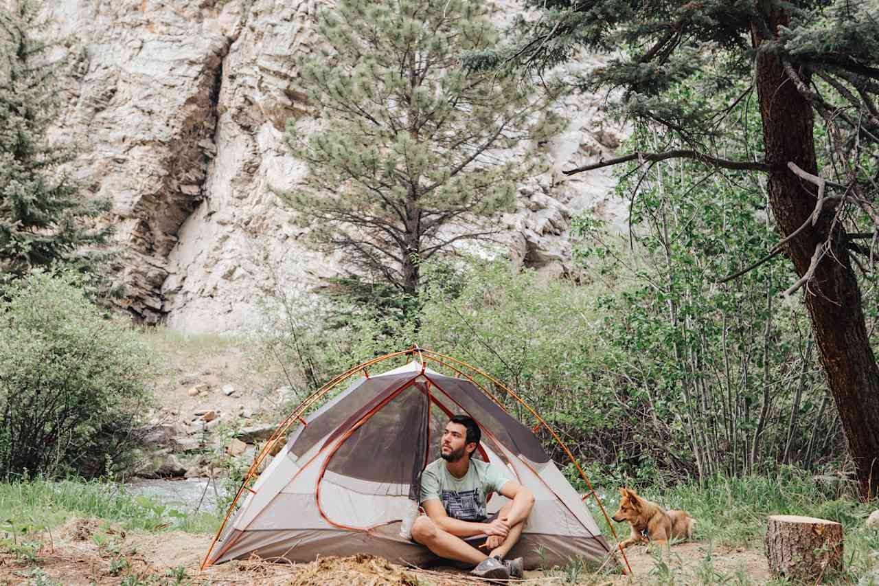 River tent site. Dogs allowed on leash! 