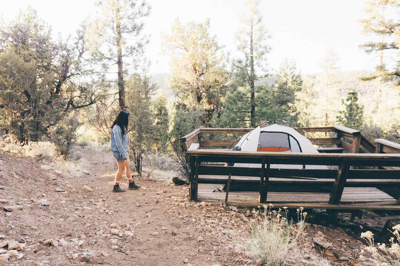 Next to a private trail intersection.