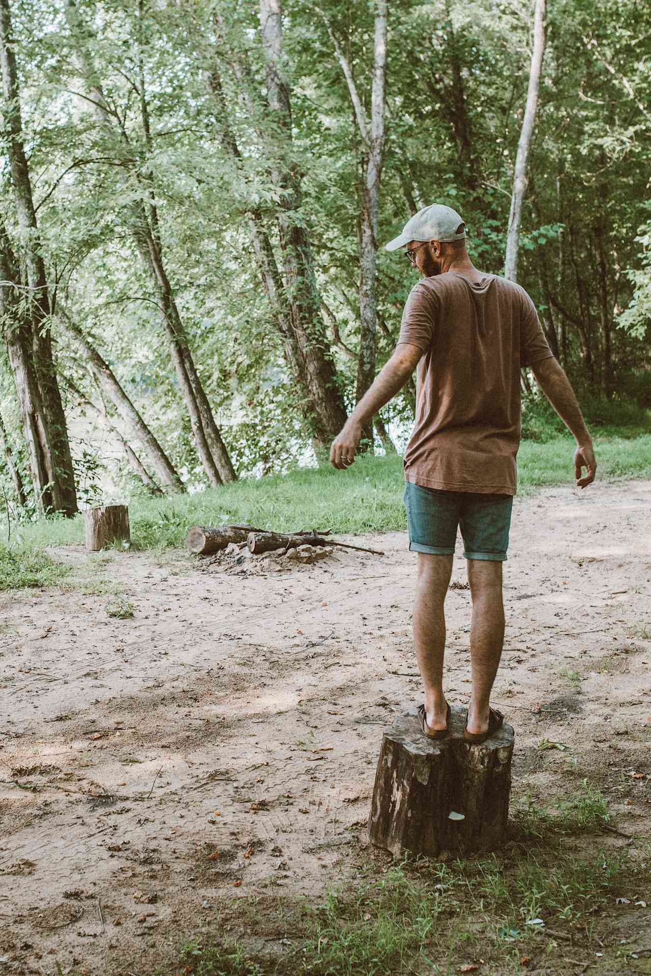 Thought I'd stretch up on this log, and almost flipped it over.