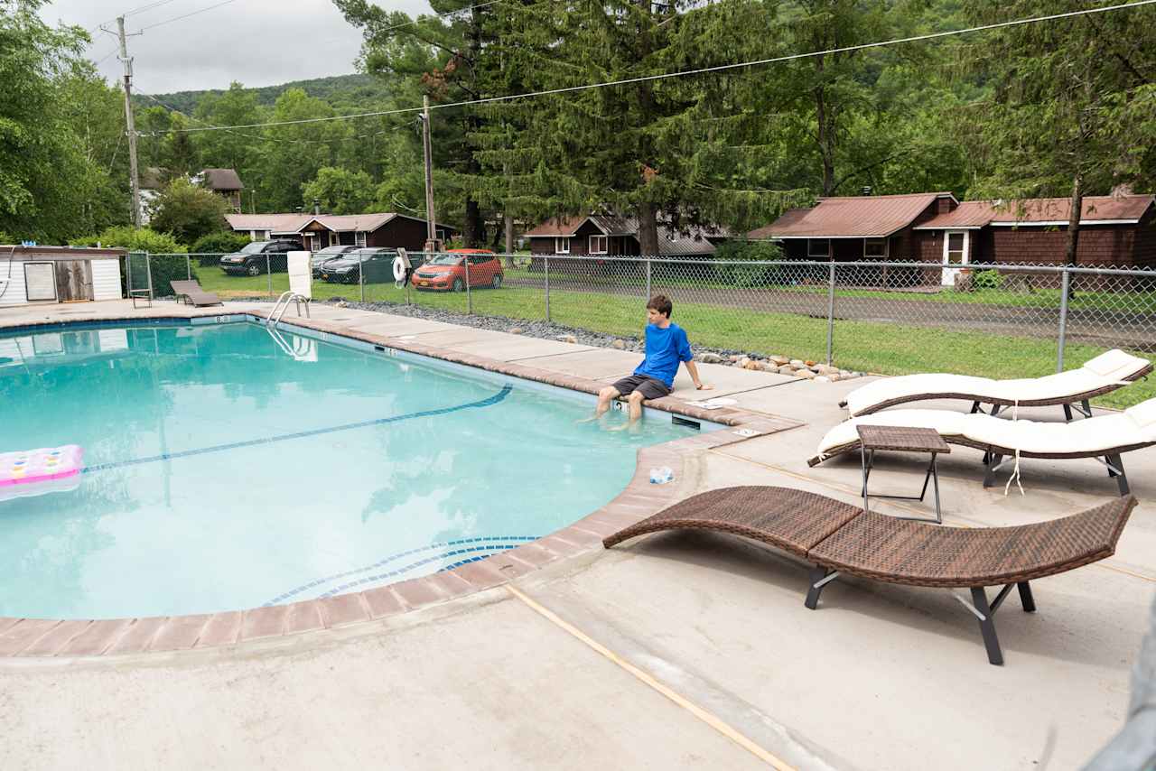 There's a brand new concrete pool!