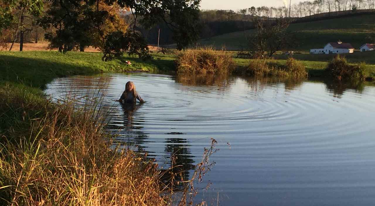 Swim at your own risk in the pond. 