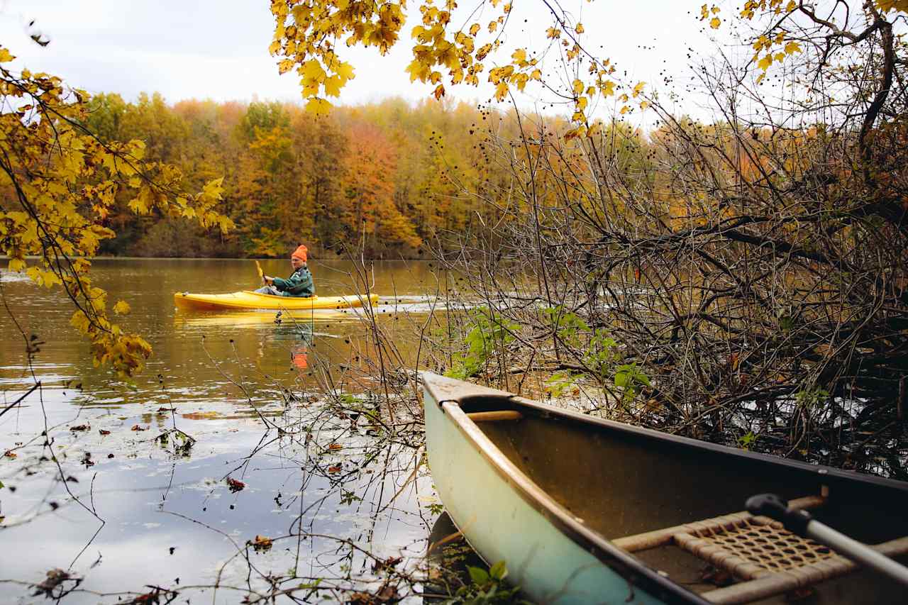 The lake was perfect for kayaking. 