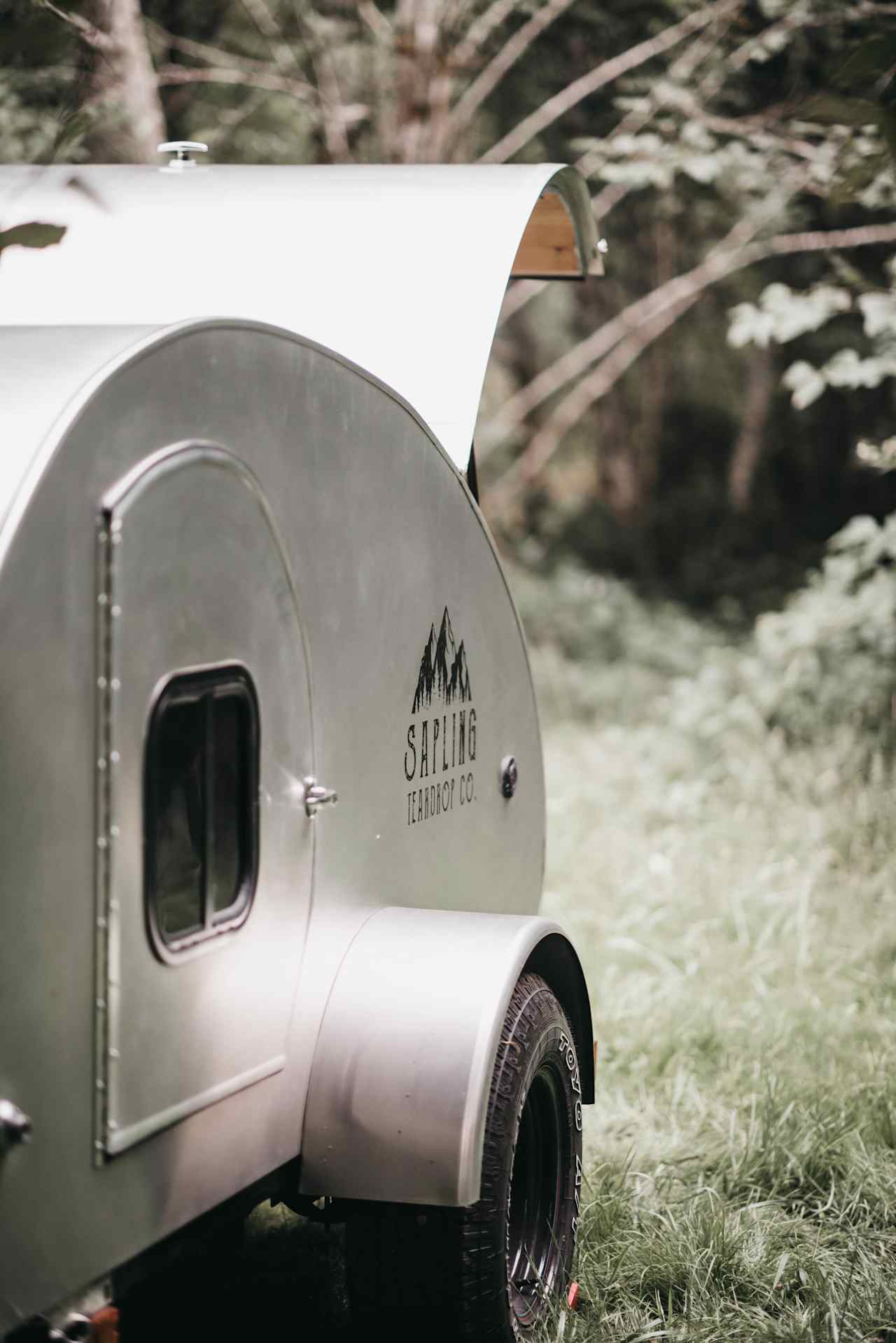 Our teardrop, perfectly set in it's place for the night. 