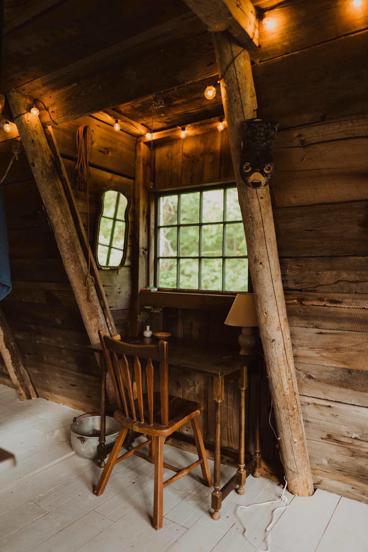 Work desk inside the A-Frame