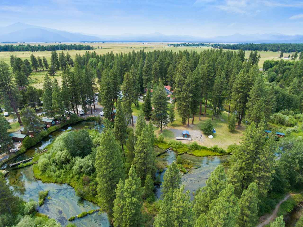 Aerial of Fort Creek running through our property.