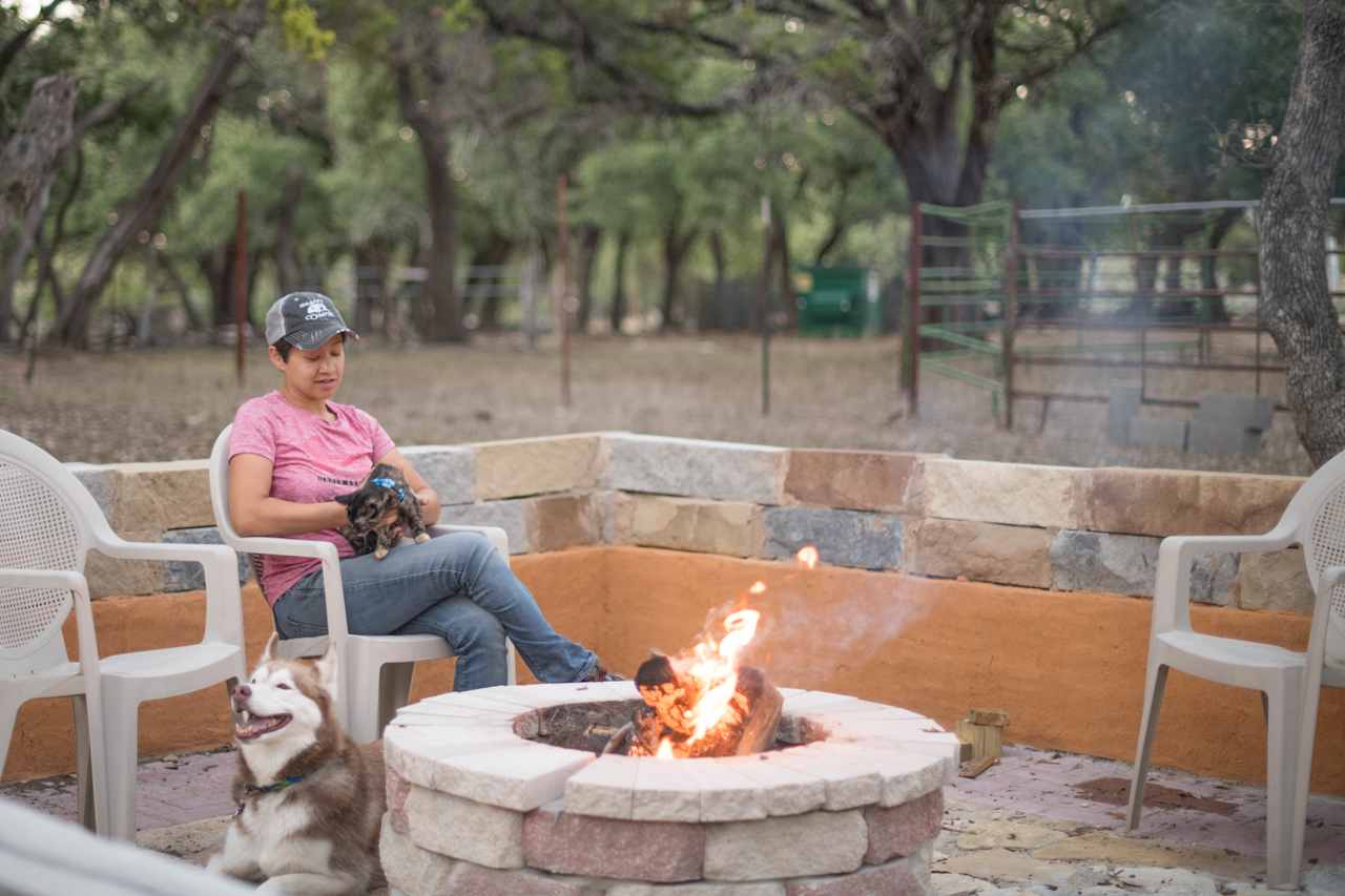 The communal fireplace is incredibly built and perfect for evening bonfires!