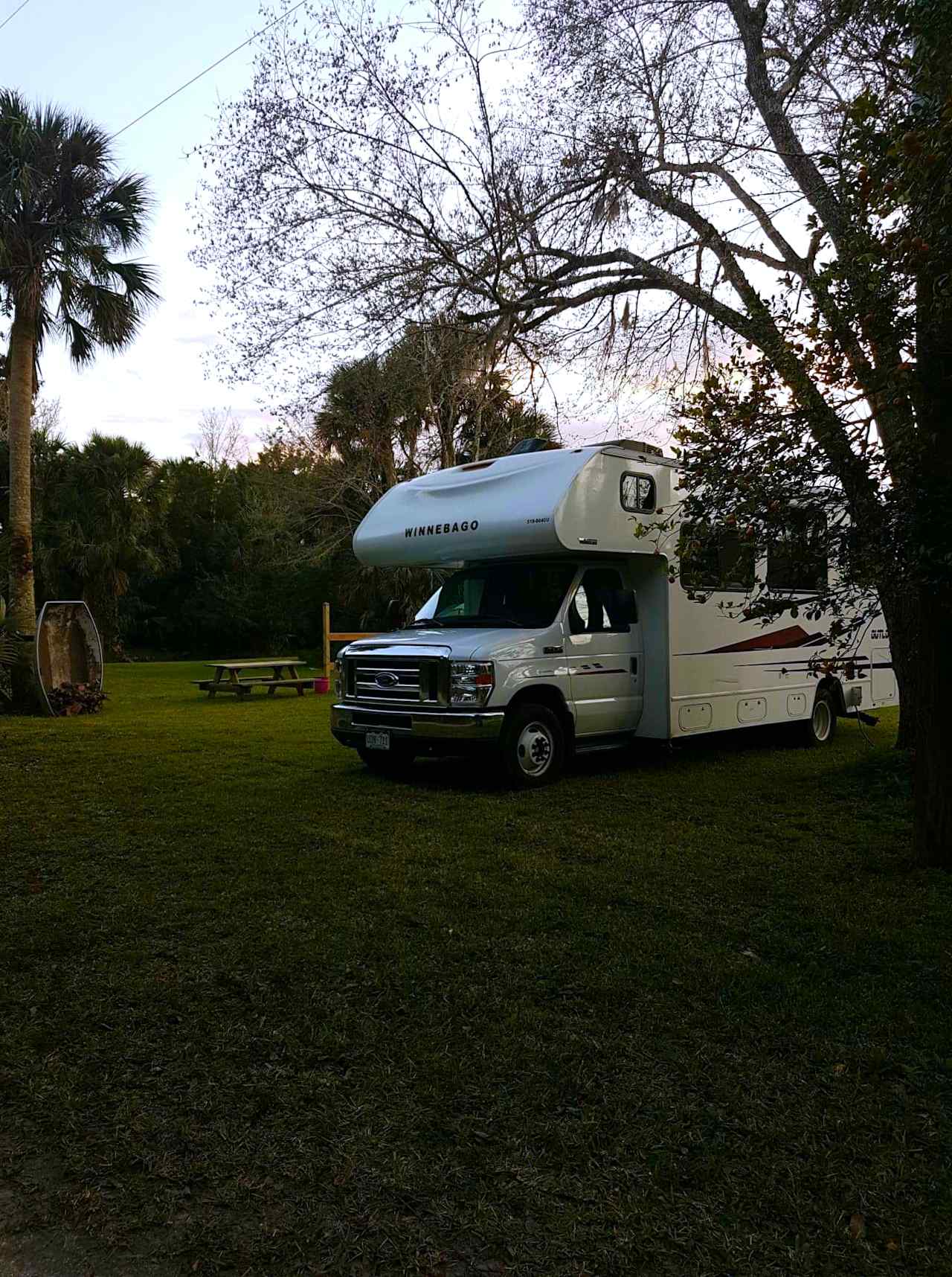Evening at Camp Shiloh, just before the solar lights came on